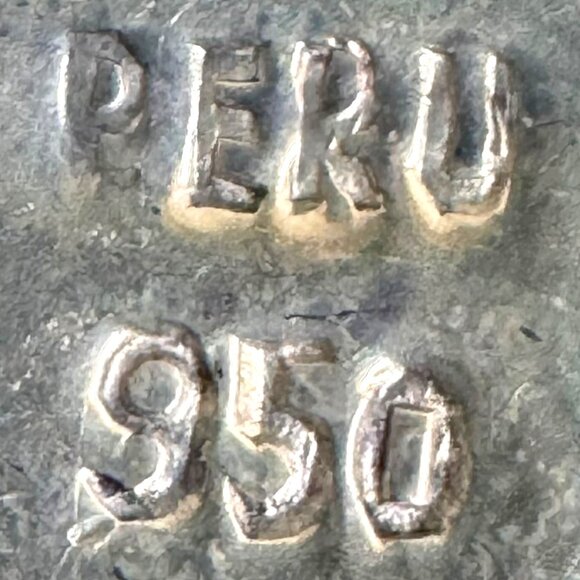 Sterling Sodalite Pendant 950 Peru Southwest Diamond Shape Large Statement - Picture 3 of 5